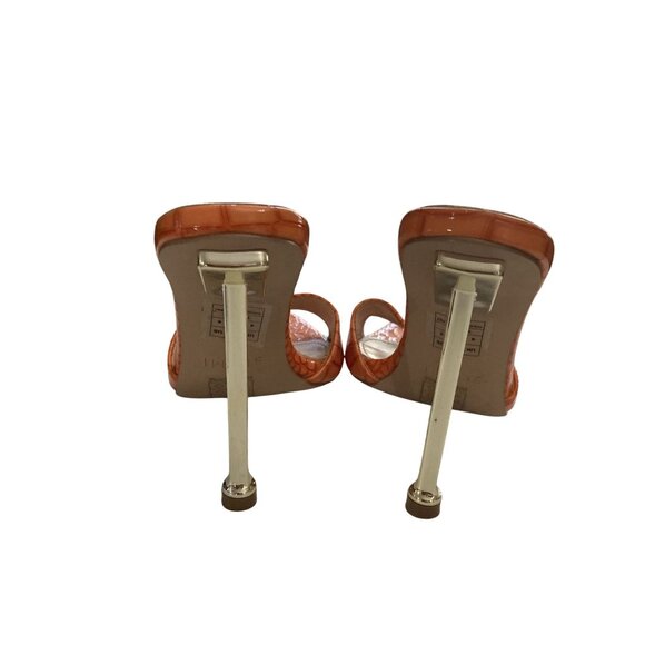 Simmi London Torez-1 women size 6 Orange Croc Pattern open Toe Heels Mules shoes - Picture 3 of 7